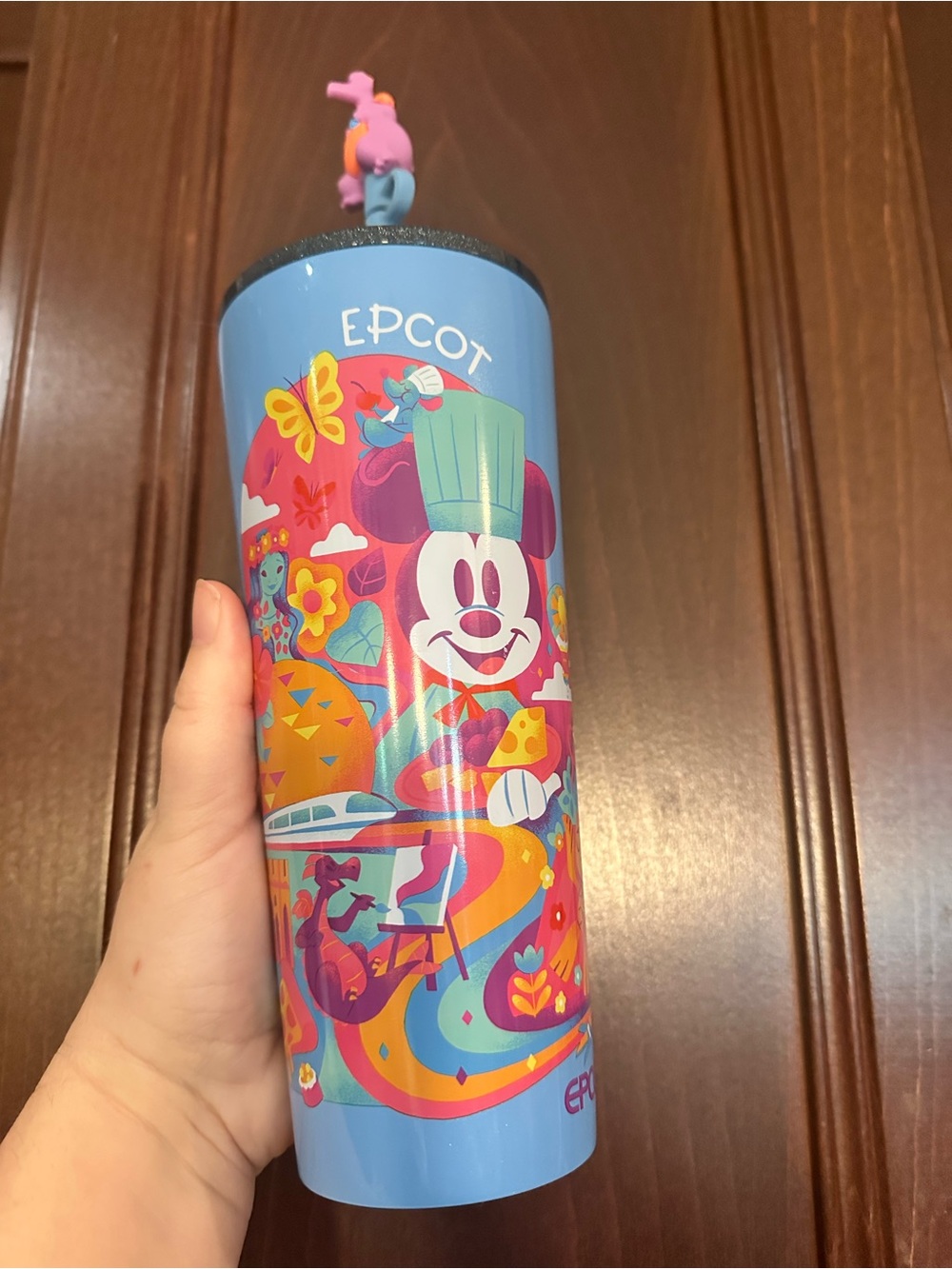 Disney Parks 2026 Starbucks Epcot Mickey Mouse Tumbler Figment Straw Topper